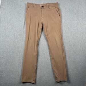 Mugsy Pants Mens 33x32 Brown Khaki Chino Belmonts Stretch Casual Slim Fit Twill